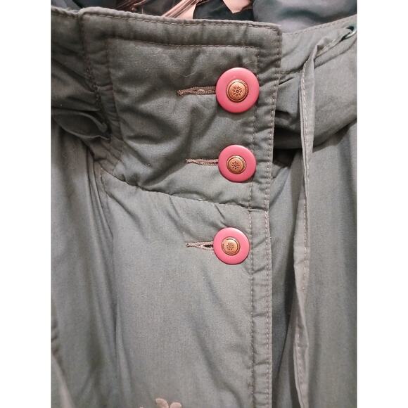 British Mist Hood Puffer Winter Coat M Green Embroidered Grannycore Cottage Gorp - Picture 8 of 16